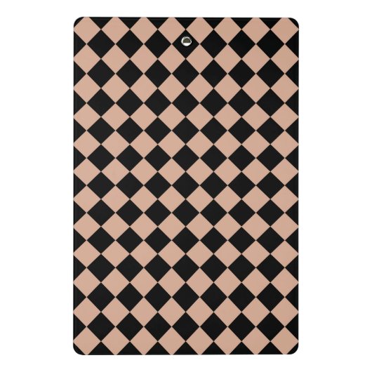 Pink Black Schachbrett Diamond Pattern Mini Klemmbrett (Rückseite)
