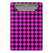 Pink Black Schachbrett Diamond Pattern Mini Klemmbrett (Vorderseite)