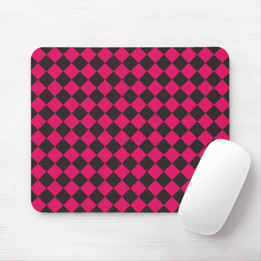 Pink Black Schachbrett Diamond Pattern Mousepad (Mit Mouse)