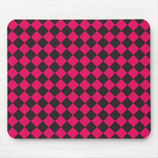 Pink Black Schachbrett Diamond Pattern Mousepad (Vorne)