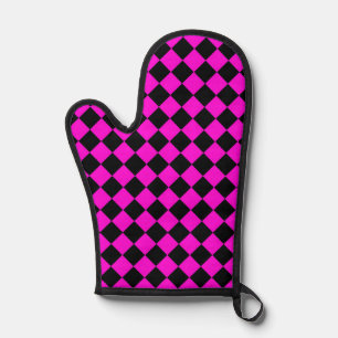 Pink Black Schachbrett Diamond Pattern Ofenhandschuh