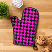 Pink Black Schachbrett Diamond Pattern Ofenhandschuh (Oben unten)