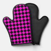 Pink Black Schachbrett Diamond Pattern Ofenhandschuh (Vorderseite/Rückseite)