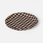 Pink Black Schachbrett Diamond Pattern Pappteller (Schrägansicht)