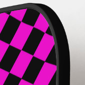 Pink Black Schachbrett Diamond Pattern Pickleball Schläger (Linke Seite)