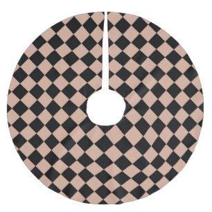 Pink Black Schachbrett Diamond Pattern Polyester Weihnachtsbaumdecke