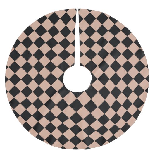 Pink Black Schachbrett Diamond Pattern Polyester Weihnachtsbaumdecke (Vorderseite)