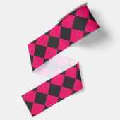 Pink Black Schachbrett Diamond Pattern Ripsband (Rückseite)