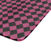 Pink Black Schachbrett Diamond Pattern Schneidebrett (Ecke)