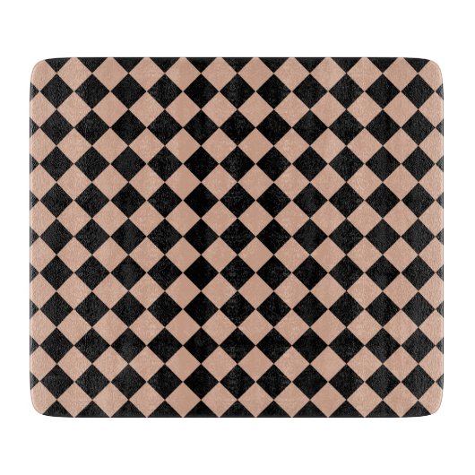 Pink Black Schachbrett Diamond Pattern Schneidebrett (Vorderseite)