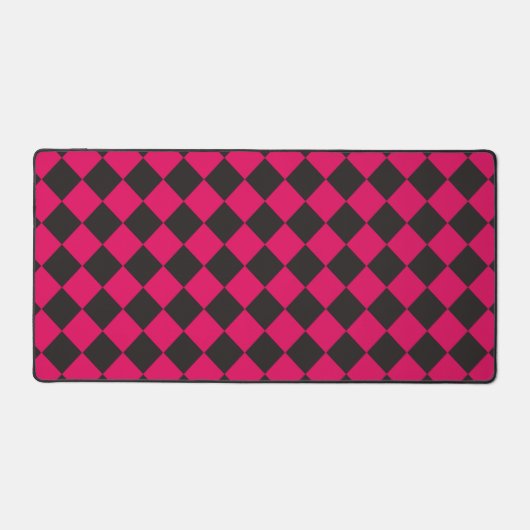 Pink Black Schachbrett Diamond Pattern Schreibtischunterlage (Vorderseite)