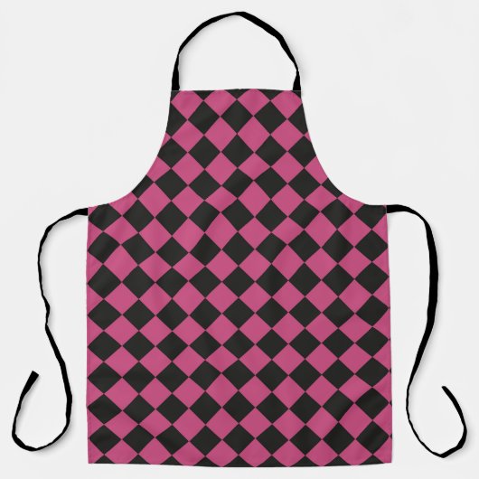Pink Black Schachbrett Diamond Pattern Schürze (Vorderseite)