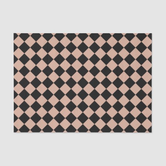 Pink Black Schachbrett Diamond Pattern Seidenpapier (Vorderseite)
