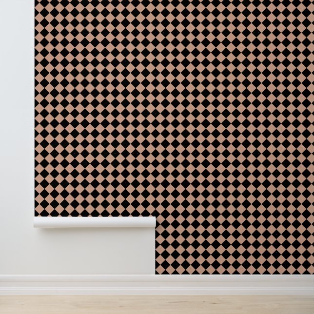 Pink Black Schachbrett Diamond Pattern Tapete (Anwendung)