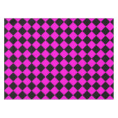 Pink Black Schachbrett Diamond Pattern Tischdecke (Vorderseite (Horizontal))