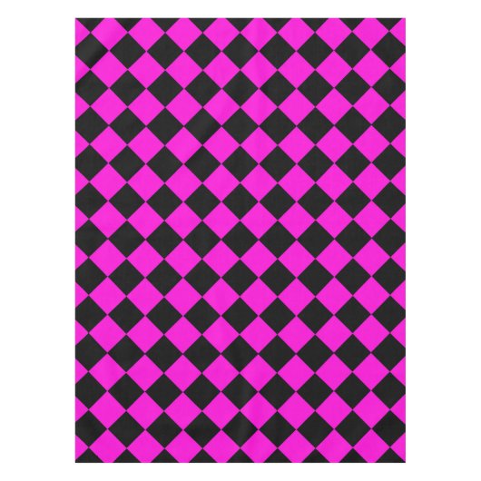 Pink Black Schachbrett Diamond Pattern Tischdecke (Vorderseite)