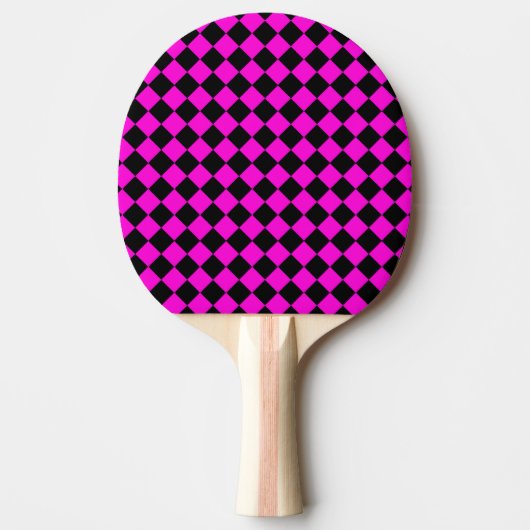 Pink Black Schachbrett Diamond Pattern Tischtennis Schläger (Vorderseite)