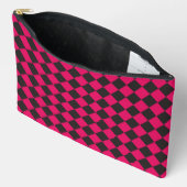 Pink Black Schachbrett Diamond Pattern Zubehörtasche (Offen)