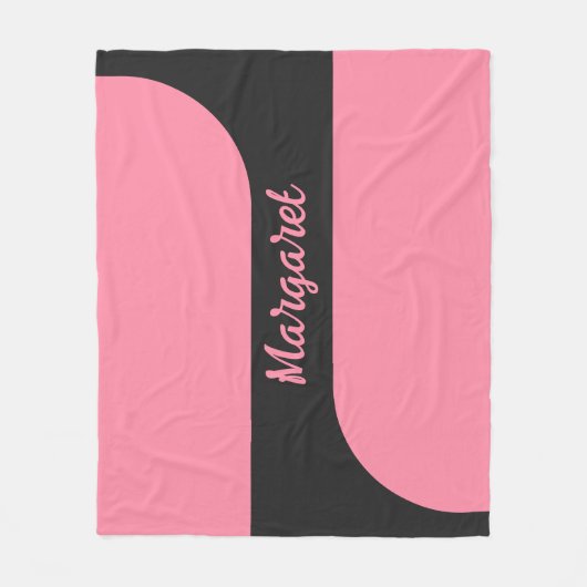 pink &black script girly monogram name fleecedecke (Vorderseite)