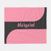 pink &black script girly monogram name fleecedecke (Vorderseite (Horizontal))