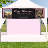 Pink & Black Script Modern 2 Photo booth Tent Banner