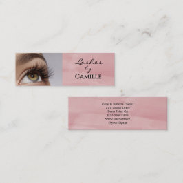 Pink Black Script Photo Lashes Mini Business Card Mini Visitenkarte