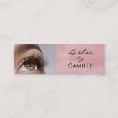 Pink Black Script Photo Lashes Mini Business Card Visitenkarte (Vorderseite)