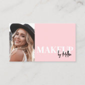 Pink Black Script Photo Makeup Visitenkarte (Vorderseite)