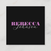 Pink & Black Script Photo Square Business Card Quadratische Visitenkarte (Vorderseite)