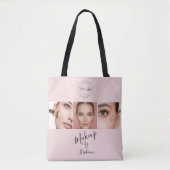Pink Black Script Your Logo 3 Photo Makeup Tasche (Vorderseite)