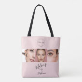 Pink Black Script Your Logo 3 Photo Makeup Tasche (Rückseite)