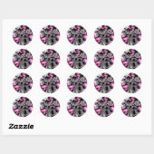 Pink Black Silber Faux Glitter Look Sweet 16 Runder Aufkleber (Blatt)