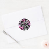 Pink Black Silber Faux Glitter Look Sweet 16 Runder Aufkleber (Umschlag)