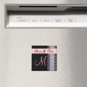 PINK BLACK SILVER Bride Groom Lace Wednet Magnet (In Situ (Geschirrspüler))
