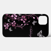 Pink Black Silver Butterfly Floral iPad Air Hüllen (Rückseite (Horizontal))