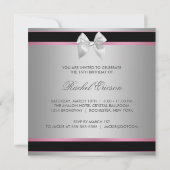Pink Black Silver Elegante 16 . Geburtstag Einladung (Rückseite)