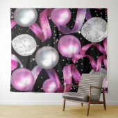 Pink Black Silver Glitzer Balloons Party Hintergru Wandteppich (Beispiel (Horizontal))