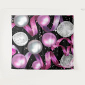 Pink Black Silver Glitzer Balloons Party Hintergru Wandteppich (Vorderseite (Horizontal))