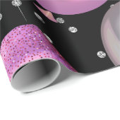 Pink Black Silver Glitzer Sweet 16 Birthday Party Geschenkpapier (Rolleneckpunkt)