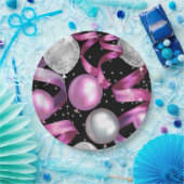Pink Black Silver Glitzer Sweet 16 Birthday Party Pappteller (Party)