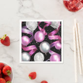 Pink Black Silver Glitzer Sweet 16 Birthday Party Serviette (Beispiel)
