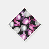 Pink Black Silver Glitzer Sweet 16 Birthday Party Serviette (Ecke)