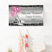 Pink Black Silver High Heel Shoe Geburtstagsparty Banner (Insitu)