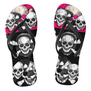 Pink Black Skull Blendet Muster Badesandalen