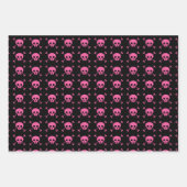 Pink Black Skull Pattern Goth Girl Geschenkpapier Set (Vorderseite 2)