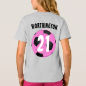 Pink Black Soccer Ball Custom Front Back Design T-Shirt (Rückseite)