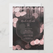 Pink Black Sparkle Lights Mystische Verlobung Einladung (Vorderseite)