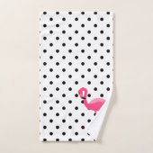 PINK BLACK SPOT FLAMINGO BADEZIMMER TOWEL SET (Handtuch)