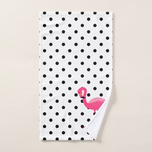PINK BLACK SPOT FLAMINGO BADEZIMMER TOWEL SET (Handtuch)