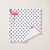 PINK BLACK SPOT FLAMINGO BADEZIMMER TOWEL SET (Waschlappen)